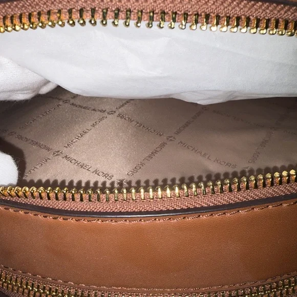 🏷️ NWT Michael Kors Jaycee MD Zip Pocket Backpack-Brown Signature MK Logo Luxe - Picture 14 of 15